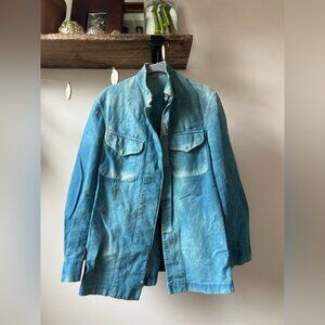 Natural indigo dyed vintage military naval jacket